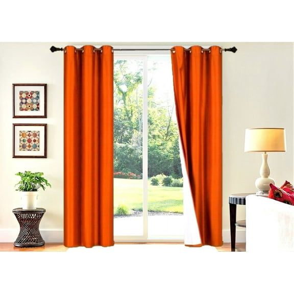 Home Décor Adam 1 Panel 100% Blackout Curtain Room Darkening top Grommets For Bedroom, Living Room 84 inch Length Orange Color