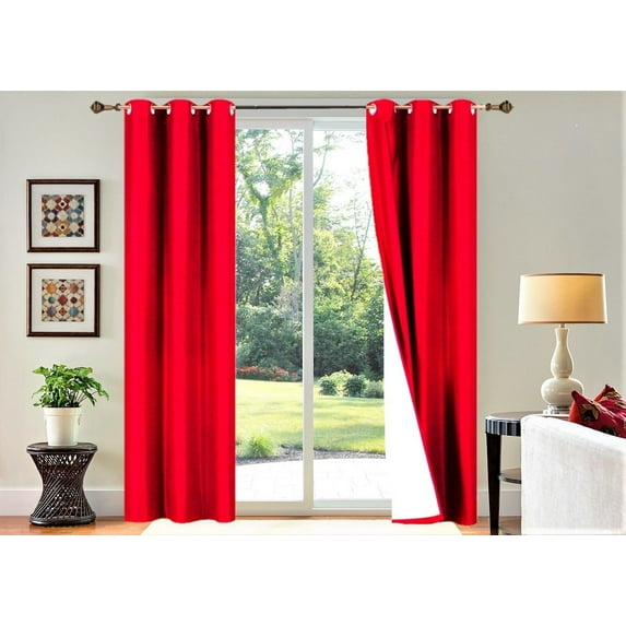 Home Décor Adam 1 Panel 100% Blackout Curtain Room Darkening top Grommets For Bedroom, Living Room 84 inch Length Red Color