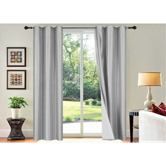 Home Décor Adam 1 Panel 100% Blackout Curtain Room Darkening top Grommets For Bedroom, Living Room 84 inch Length Silver Color