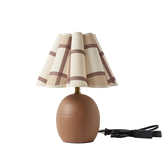 Home Decor Collection 12.5" Brown Plaid Shade Table Lamp