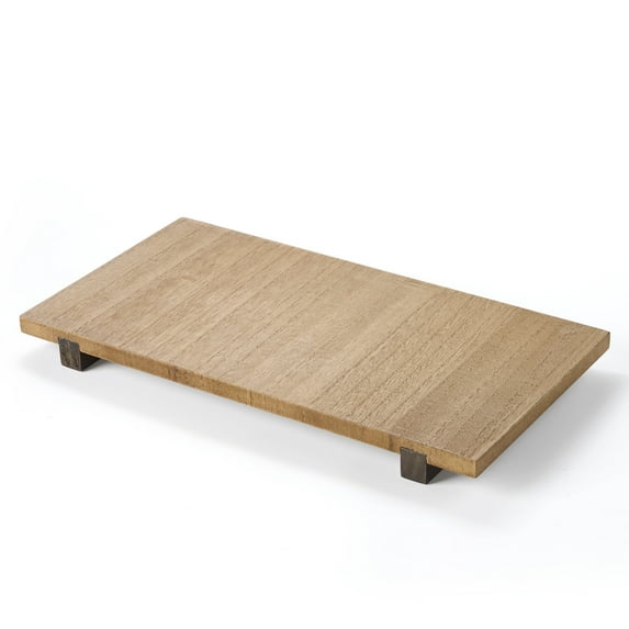 Home Décor Collection 8" x 15" Natural Wood Riser Decorative Tray
