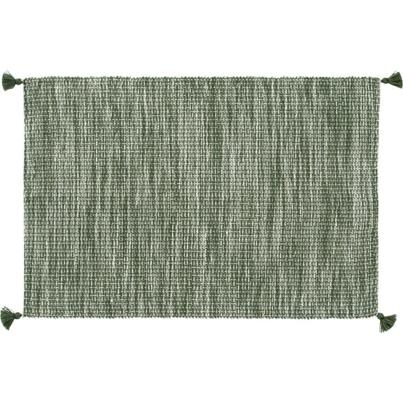 Home Decor Collection Green Tassel Outdoor Layering Rug, 24"x36"