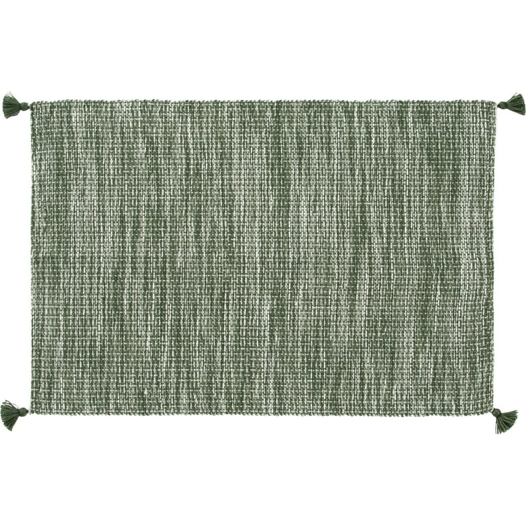 Home Dcor Green Tassel Outdoor Rug - Woven PET - Fade Resistant