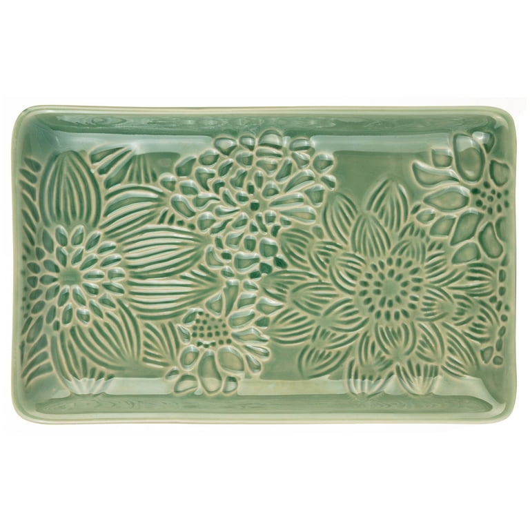 Home Décor Collection Floral Embossed Ceramic Decorative