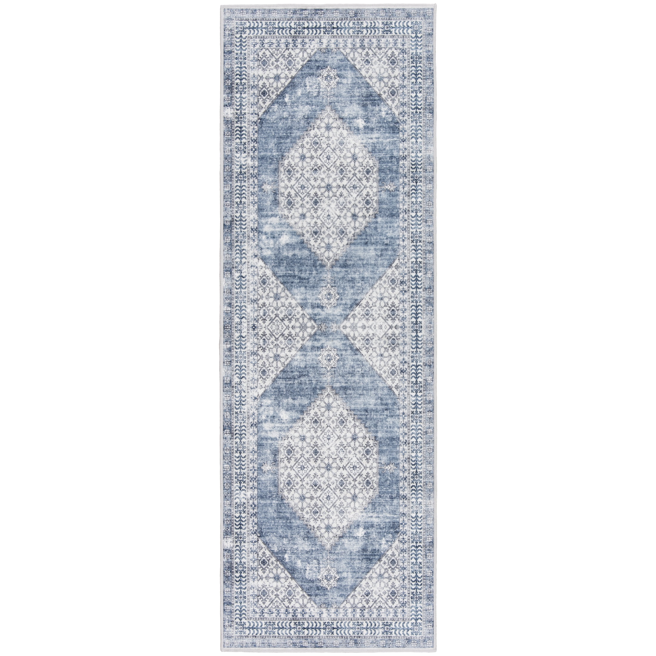 Home Decor Collection Washable Blue Persian Indoor Runner, 24"x72"