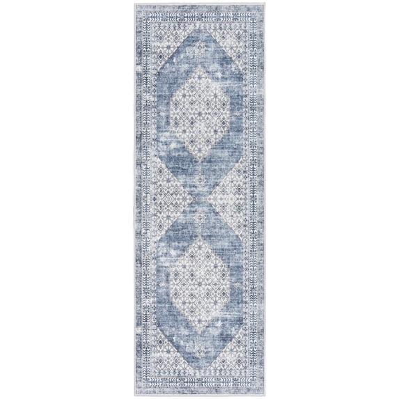 Home Decor Collection Washable Blue Persian Indoor Runner, 24"x72"