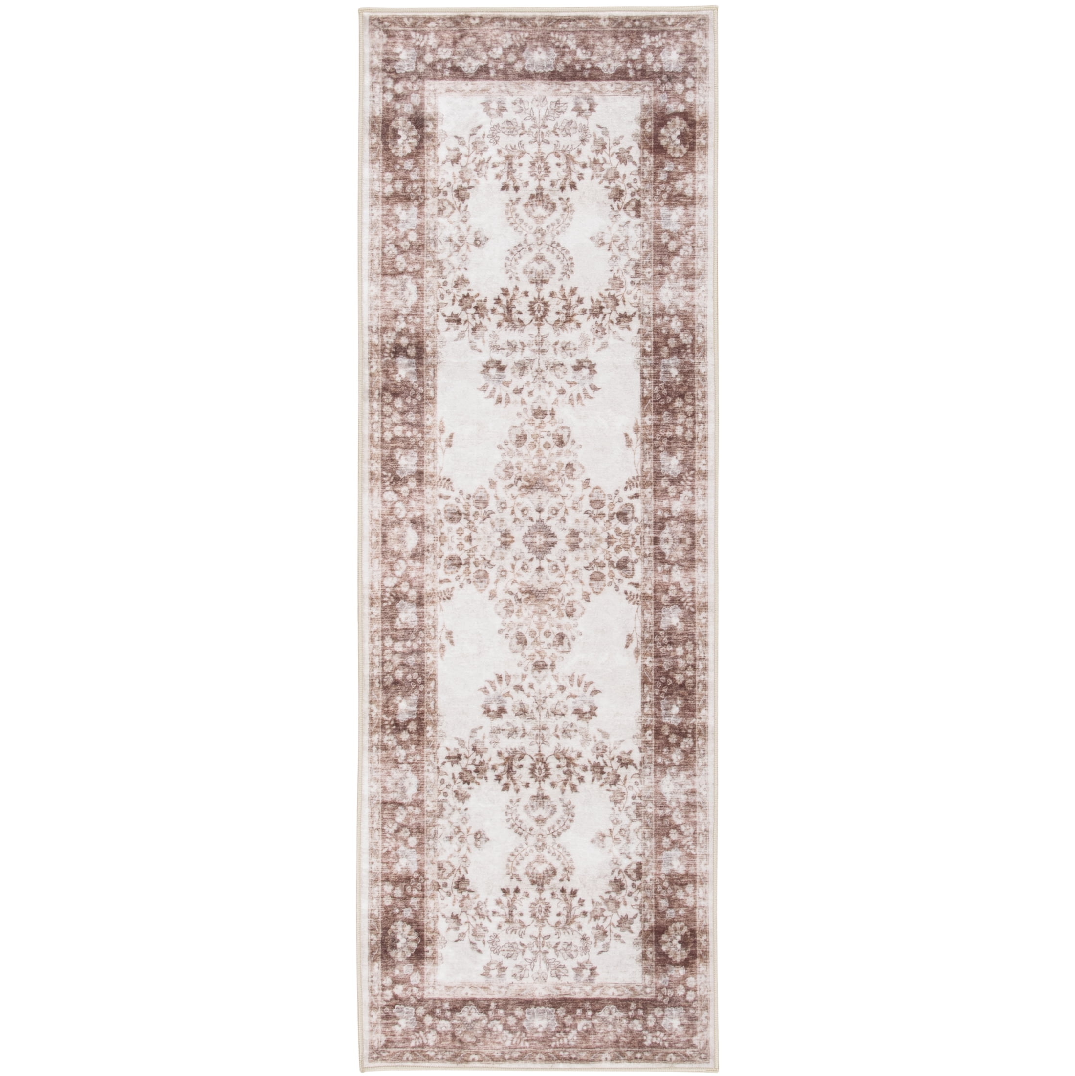 Home Décor Collection Washable Brown Trellis Faux Fur Indoor Runner Rug, 20"x60"