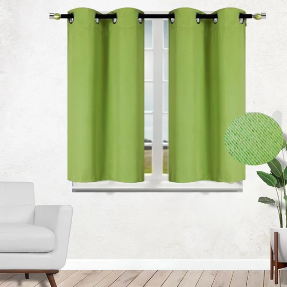 Gorgeous Home Linen K54 Lime Green Color Curtain Grommet Panel Half Window Dressing Insulated Blackout Set of 2 pc 28 inch by 54 inch each