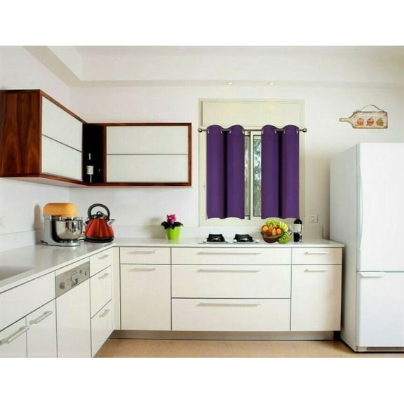 Home Décor K54 Curtain for Short Window Panel Thermal Insulated Purple Color Blackout Drapes for Bedroom Kitchen set of 2 panels 28 inch by 54 inch