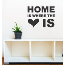 Home Décor Quote Home Is Where Heart Is Wall Sticker Decals Vinyl Lettering Art Entry 23x18-Inch Black