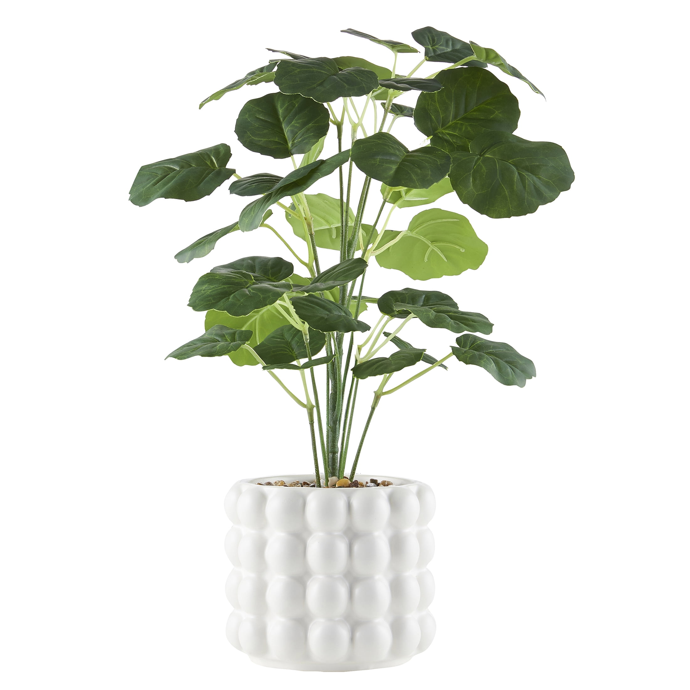 Home Dcor Collection 15.5” Artificial Faux Plant in White Ceramic Bubble Vase Modern Decor