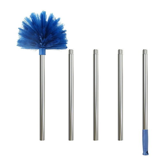 Meitianfacai Cobweb Duster with Extension Pole, Stiff Bristles Cobweb Duster Head & Stainless Steel Pole Ceiling Duster for Outdoor Indoor Cleaning