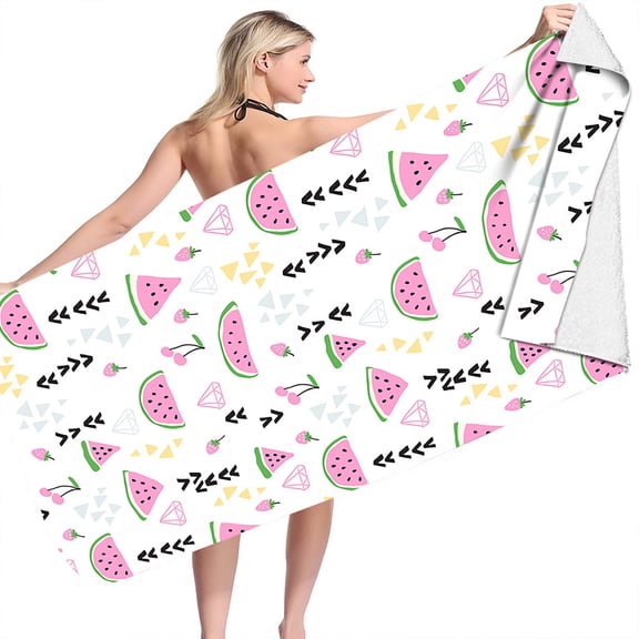 Meitianfacai Quick Dry Beach Towel Beach Towel Microfiber Print Swimming Towel Spa Bathrobe Bath Towel Watermelon Print Beach Towe