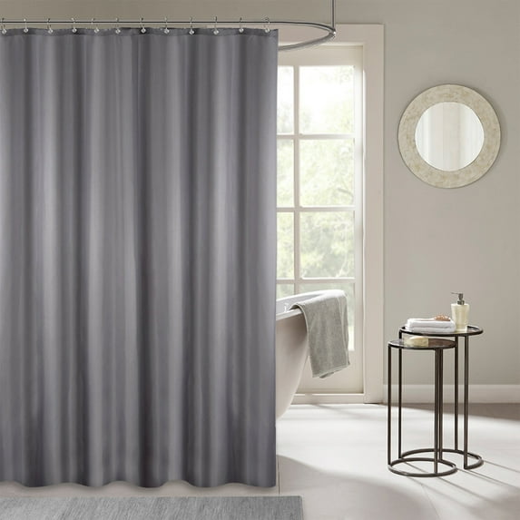 Meitianfacai Waterproof Fabric Shower Curtain Liner - Soft Cloth Shower Liner with 12 Hooks, Shower Curtains for Bathroom, Machine Washable & Hotel Quality, 71" x 71", Gray