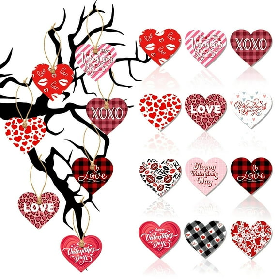 Home Decor 12 Valentine'S Day Hanging Ornaments Paper Heart Pendants For Tree Wall Decoration Red Ornaments (12 10Cm) Hangs Practical 4.7" X 4.7" X 0.2"