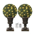 thumbnail image 1 of Home Decor 16” Artificial Plant Topiary Ball, Pre-Lit Artificial Topiary Plant with Lights, Timer and Remote Control, Artificial Outdoor Porch Trees with Light Base for Outdoor Indoor, 1 of 7