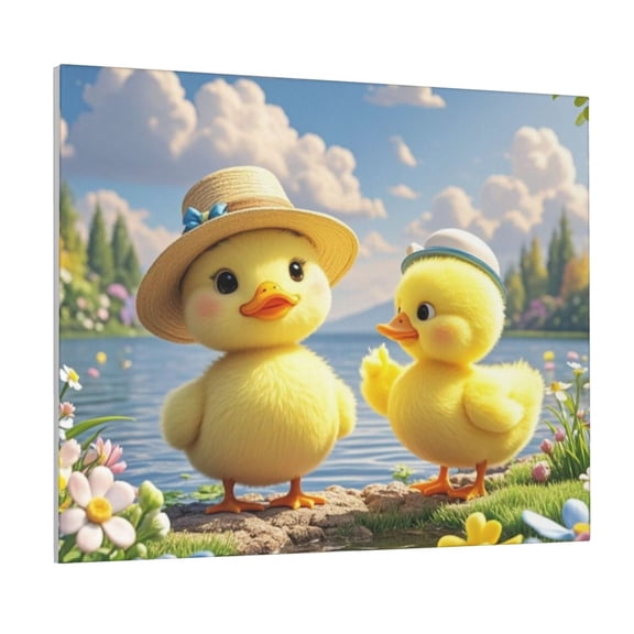 Home Decor 16 X 20 Brother And Sister Duck Wall Decor For Living Room Bedroom Kitchen Office Little Yellow Duck Canvas Paintings Poppies