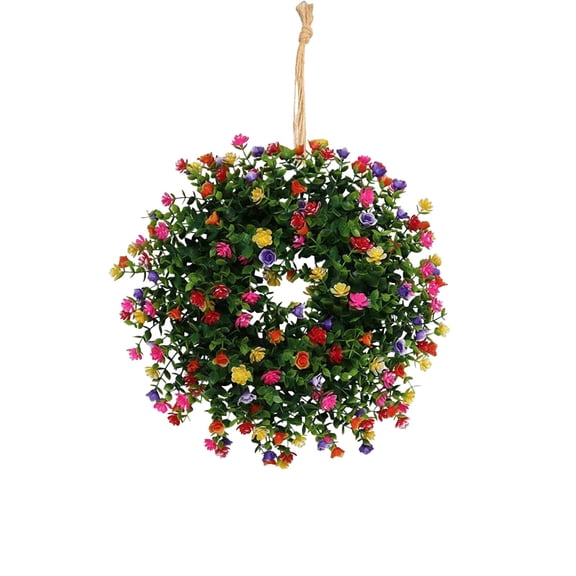 Home Decor, 19'' Spring And Summer Flower Wreath Artificial Colored Wreath Wall Window Courtyard Door Decorative Easter Decoration Wedding Wreath, Birthday Gifts