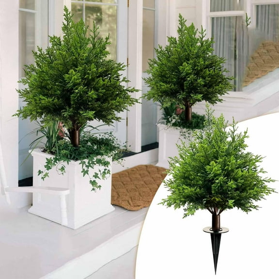 Home Decor 2025 Simulation Of Trees In Green Potted Garden Decorations Cemetery Card Slot Practical 19.7"