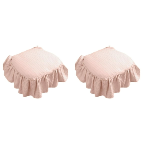 Home Decor 2Pcs French Seat Cushion Fabric Not Soft Chair Pad Ruffled Chair Cushions With Ties And Filled For Kitchen And Officewooden Dinner Chair Cushion