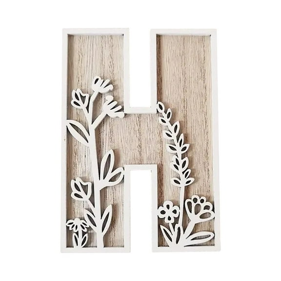 Home Decor 5 Inch 26 Letter For Wall Decoration Flowers Can Be Painted On Wood Children'S Room Letters Wooden Letters For Crafts Name Signs Wedding Desktop Ornament