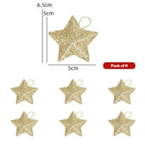 Home Decor 6Pcs Glitter Mini Pendant Star Christmas Tree Hanging Decorations Xmas Ornament Gold