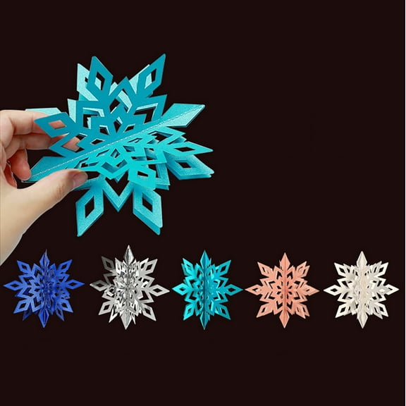 Home Decor 6Pcs Set Large Cardboard 3D Snowflake Ornaments, Christmas Theme for Wall Tree Hallway Display, Wedding Birthday Party Decorations, Winter Festive Atmosphere