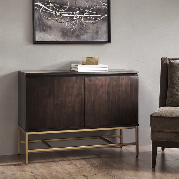 Home Decor Accent Cabinet | Gold Metal Base for Style | Solid Wood Frame Structure | Addresses Storage Disorder