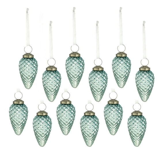 Home Decor Accessories 1.7x1.7x3.1" Tear Drop Ornament, Glass Decorative Hanging Christmas Tree Ornaments for Holiday Party Decorations, Set of 12,Household Decor Items
