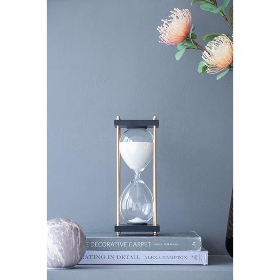 Home Decor Accessories 4x4x9" Hour Glass In Stand (Approx.30Minutes), White,Door Stops