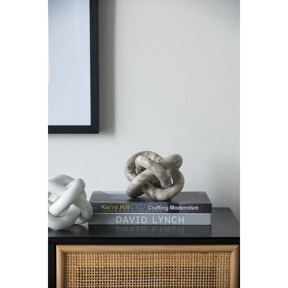 Home Decor Accessories 6x6x6" Decorative Marble Chain Sculpture, Cream,Household Decor Items