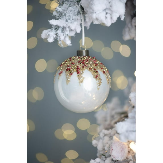 Home Decor Accessories D3.9" Christmas Ball Ornaments, Glass Decorative Hanging Ball Christmas Tree Ornaments for Holiday Party Decorations, Set of 6,Household Decor Items