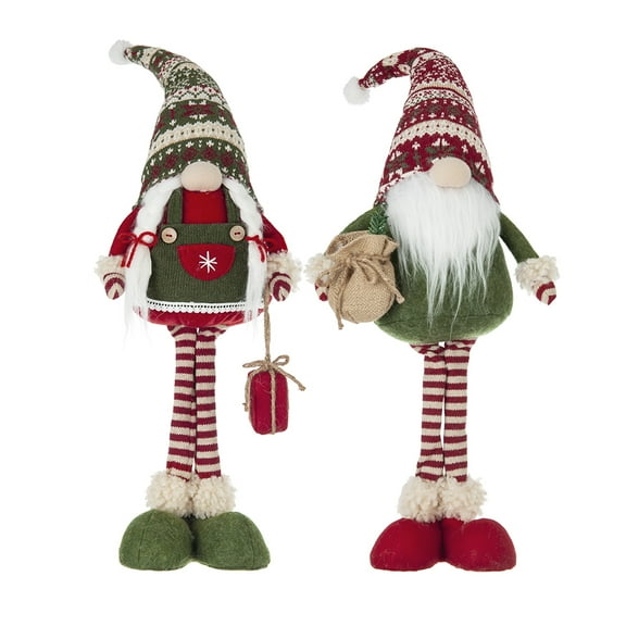 Home Decor Accessories S/2 8.7x5.5x29.5"H Fabric Standing Holiday Gnomes,W/Knit Hats,Household Decor Items