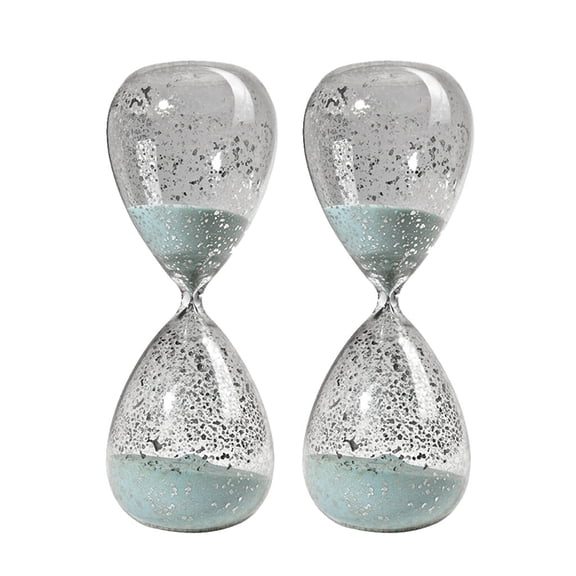 Home Decor Accessories Set of 2, 10" Peleus 60-Minute Silvered Hourglass, Jade Sand,Household Decor Items