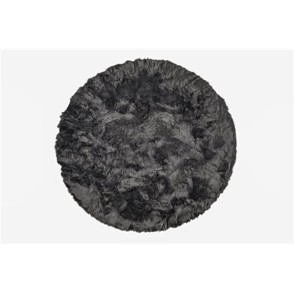 Home Decor Arlington Faux Sheepskin Circular Rug | 1-Piece | Grey | 6'