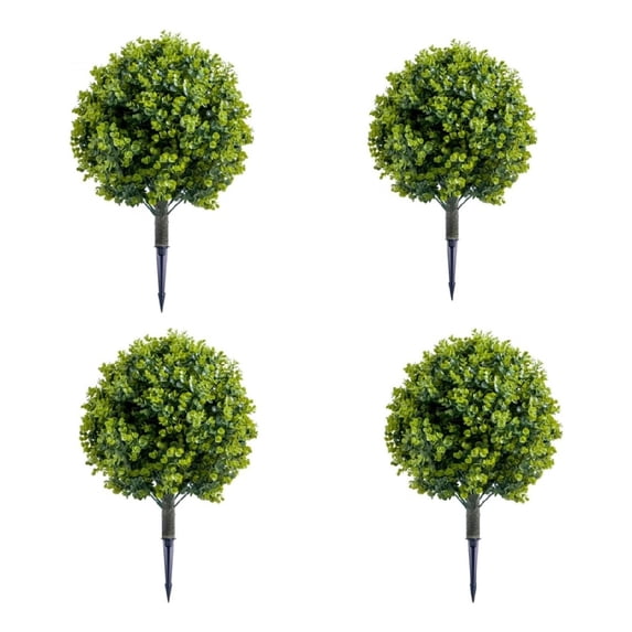 Home Decor Artificial Topiary Ball Tree with Spike, Fake Eucalyptus Topiary, Fake Cedar Topiary, UV Resistant Artificial Greenery for Indoor Outdoor– Garden, Patio, Office Decoration