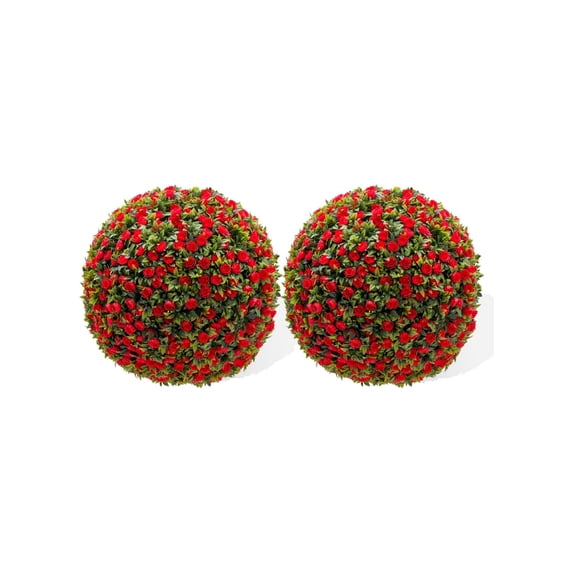 Home Decor Artificial Topiary Balls 2PCS, Flower Topiary Ball Decorative Balls for Outdoor Patio Garden and Indoor, Wedding Decoration
