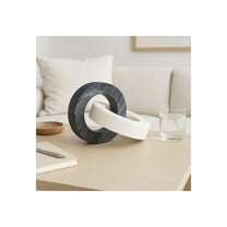 Home Decor and Bathroom Decor Marble Double Ring - Modern Shelf Sculpture and Office Accents for Room Styling - Coffee Table Ornaments and Living Room Decor Statues Design - 6", White & Black