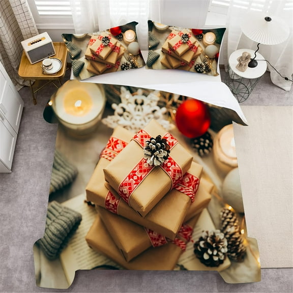 Home Decor Bedding Cover Set Polyester Christmas Gift Home Textiles Polyester Duvet Cover Set,Full (80"x90")
