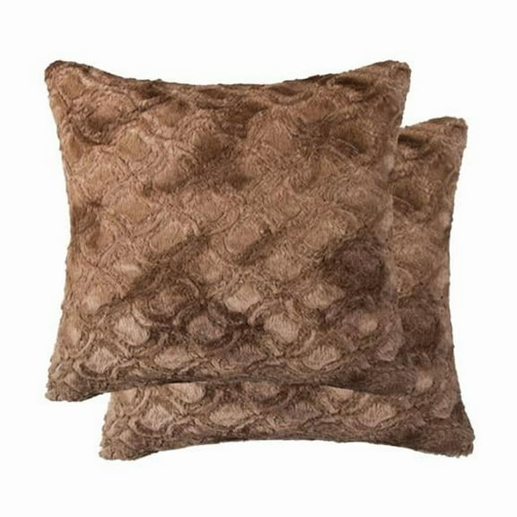 Home Decor Belton Faux Fur Pillow | 2-Piece | Brown mink | 18'x18'
