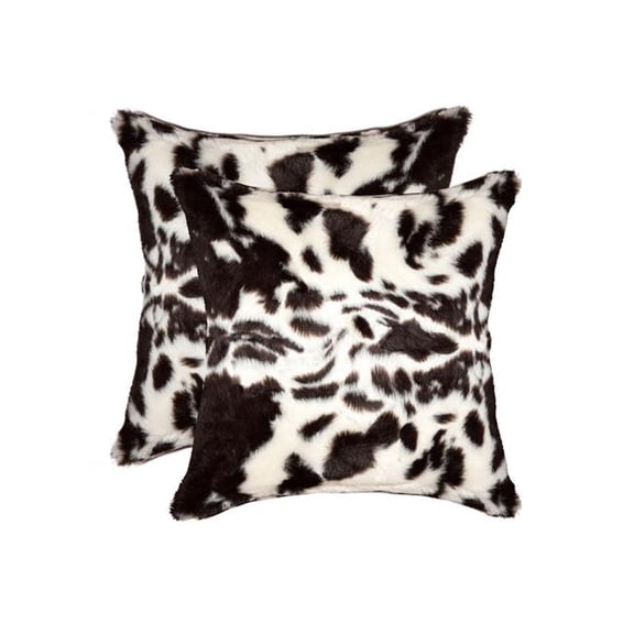 Home Decor Belton Faux Fur Pillow | 2-Piece | Brownsville chocolate/white | 18'x18'