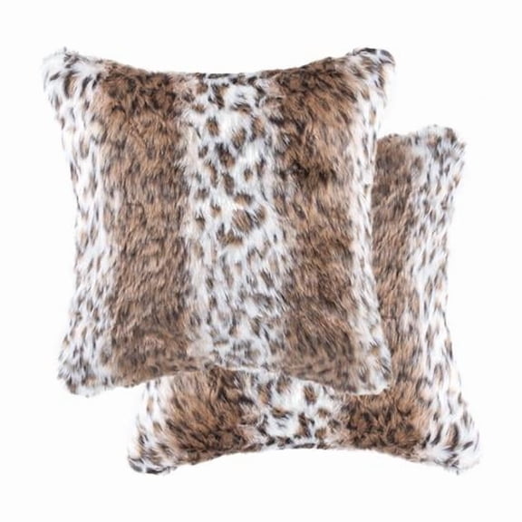 Home Decor Belton Faux Fur Pillow | 2-Piece | Georgetown lynx | 18'x18'