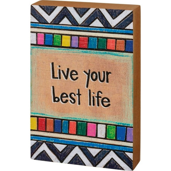 Home Decor Best Life Box Sign Wood Live Wood Burned 107166