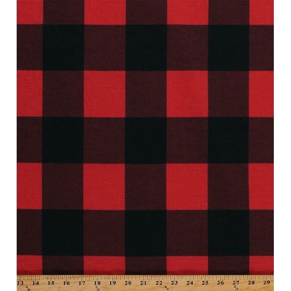 Home Decor Buffalo Plaid Red Black 3" x 3" Squares Checks Decorator Cotton Fabric by the Yard (D791.46)