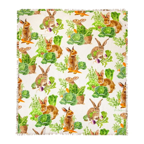Home Decor Bunny Trail Throw Easter Spring Rabbits Saobt