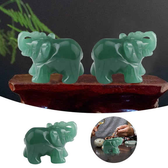 Home Decor Carved Elephant Shape Decoration Natural Statue Stone Elephant Green Desktop Ornament Practical