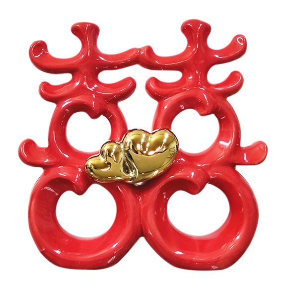 GOOHOCHY Indoor Ornaments For Living Room Ceramic Decoration Red 1Pcs