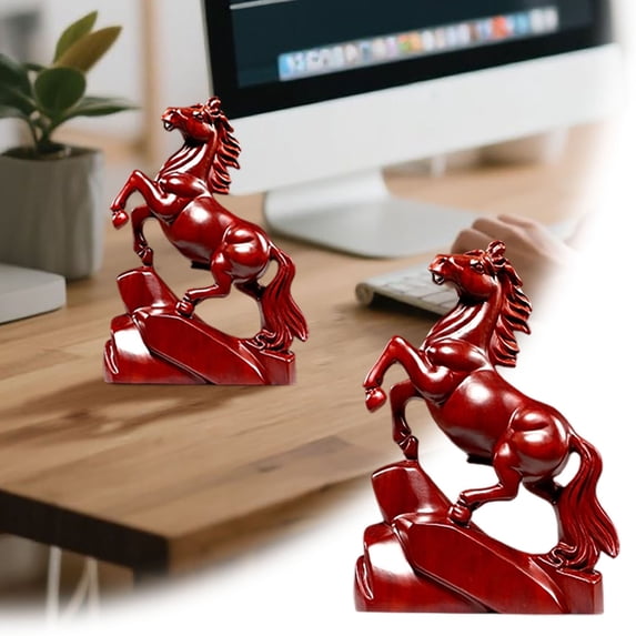 Home Decor Chinese Feng Shui Red Horse Statue, Horse Statue Small Wooden 2026 Chinese New Year Ornaments Feng Shui Figurine, Tabletop Fire Horses Attracting Wealth and Good Luck