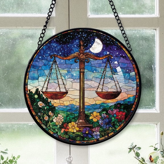 Home Decor Christmas Gift - Astrology Librconceptual Christmas Stained Glass Hanging Ornament - Gallery-Style Holiday Tree Decor, Gift for Family & Friends, Keepsake 2025