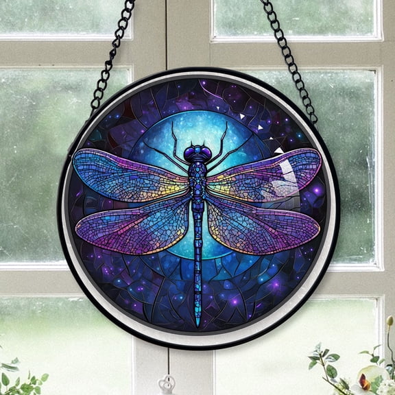 Home Decor Christmas Gift - Mystic Dragonfly Christmas Stained Glass Hanging Ornament - Gallery-Style Holiday Tree Decor, Gift for Family & Friends, Keepsake 2025
